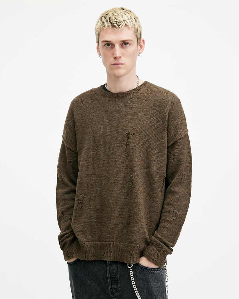 Ektarr Crew Neck Distressed Jumper
