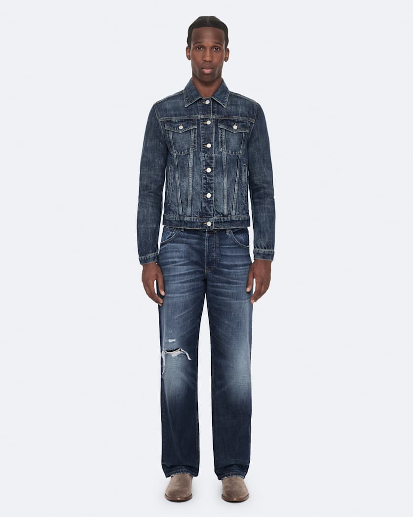 Destroy Mid Indigo Loose Straight-Leg Jeans
