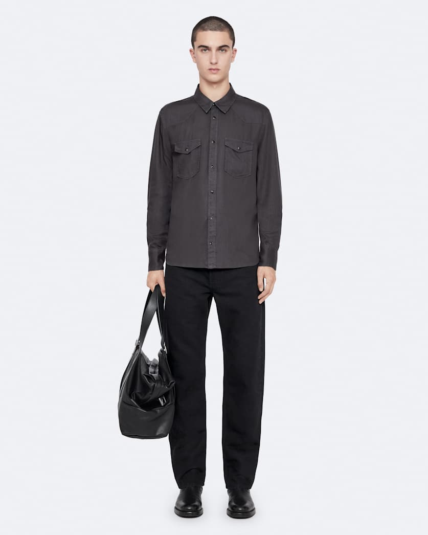 Regular-fit yoked tencel shirt