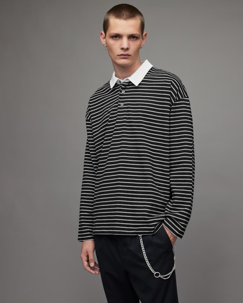 Ave Long Sleeve Striped Polo Shirt