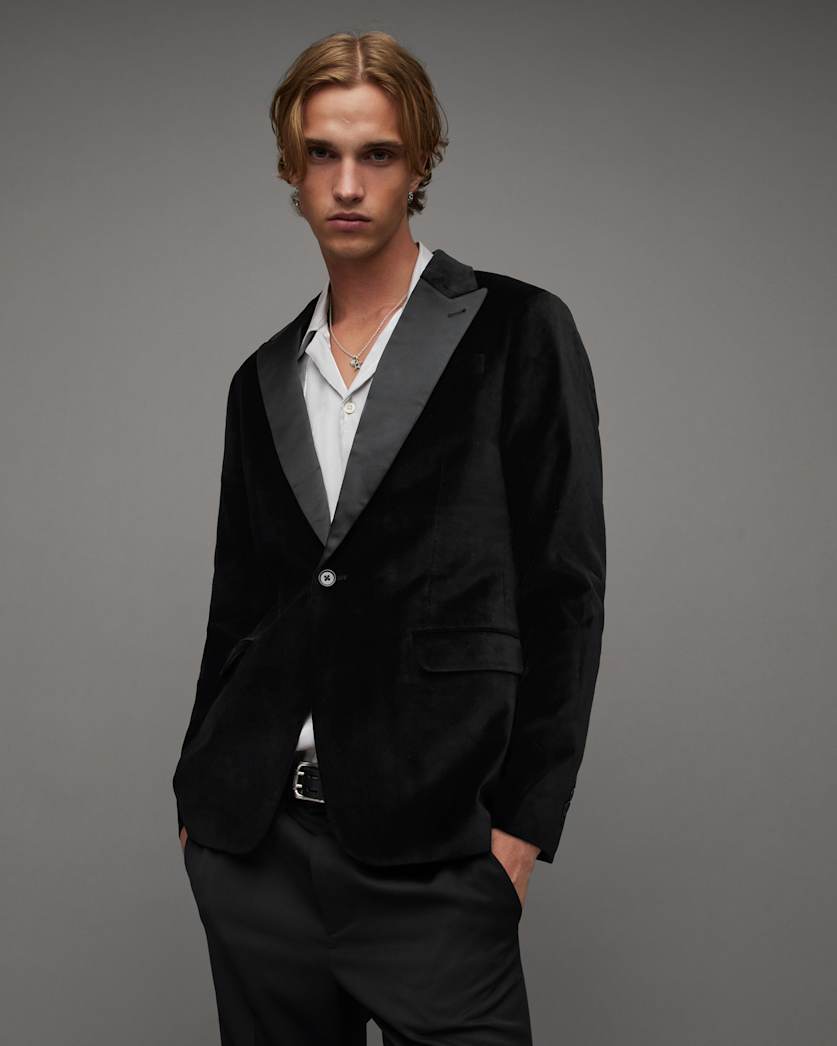 Lyra Satin Trim Velvet Slim Fit Blazer