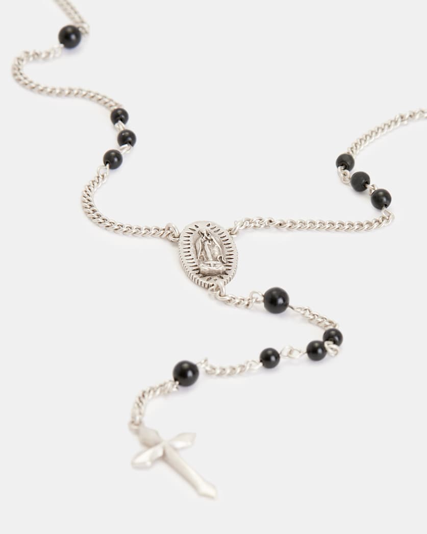 Saif Beaded Sterling Silver Rosary Necklace