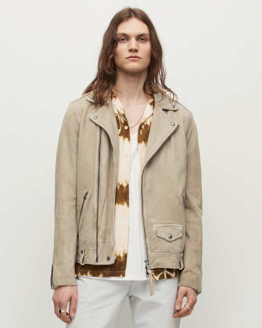 Milo Asymmetric Zip Suede Biker Jacket