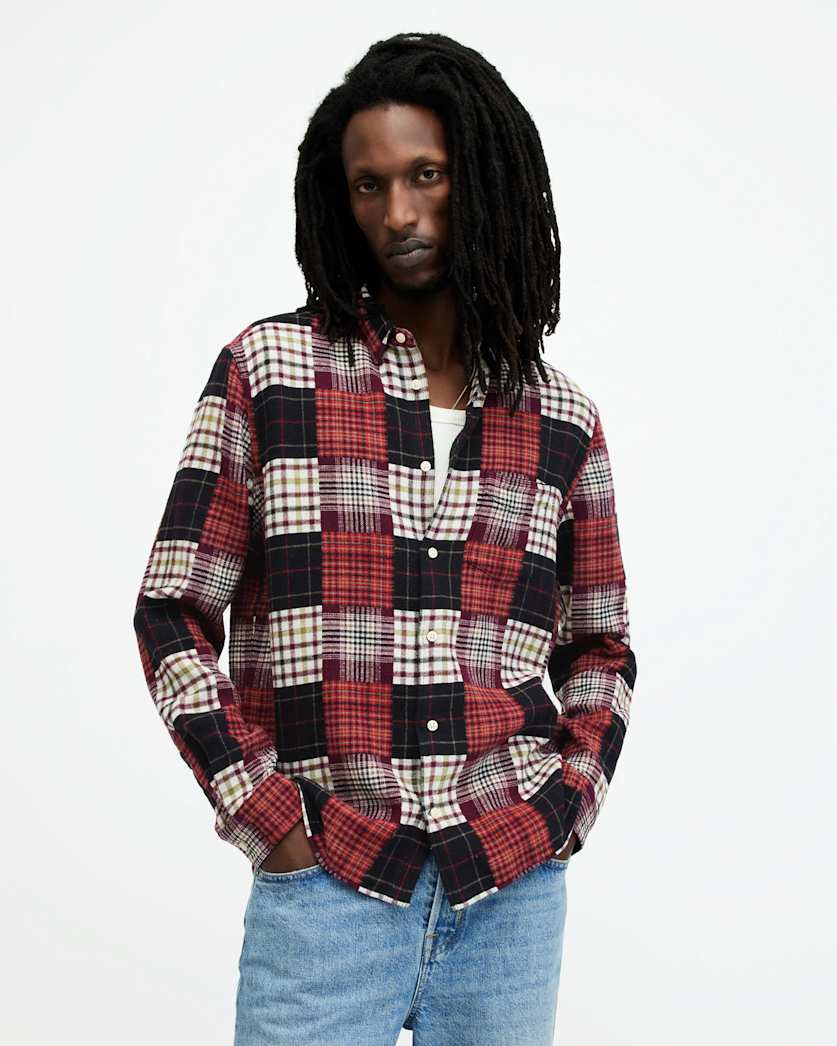 Patchi Patchwork Checked Relaxed Shirt