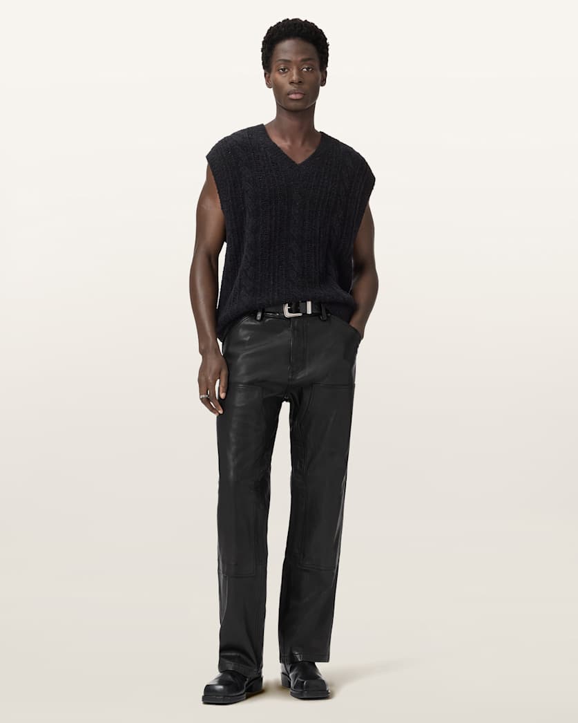 Manto Straight Fit Leather Trousers