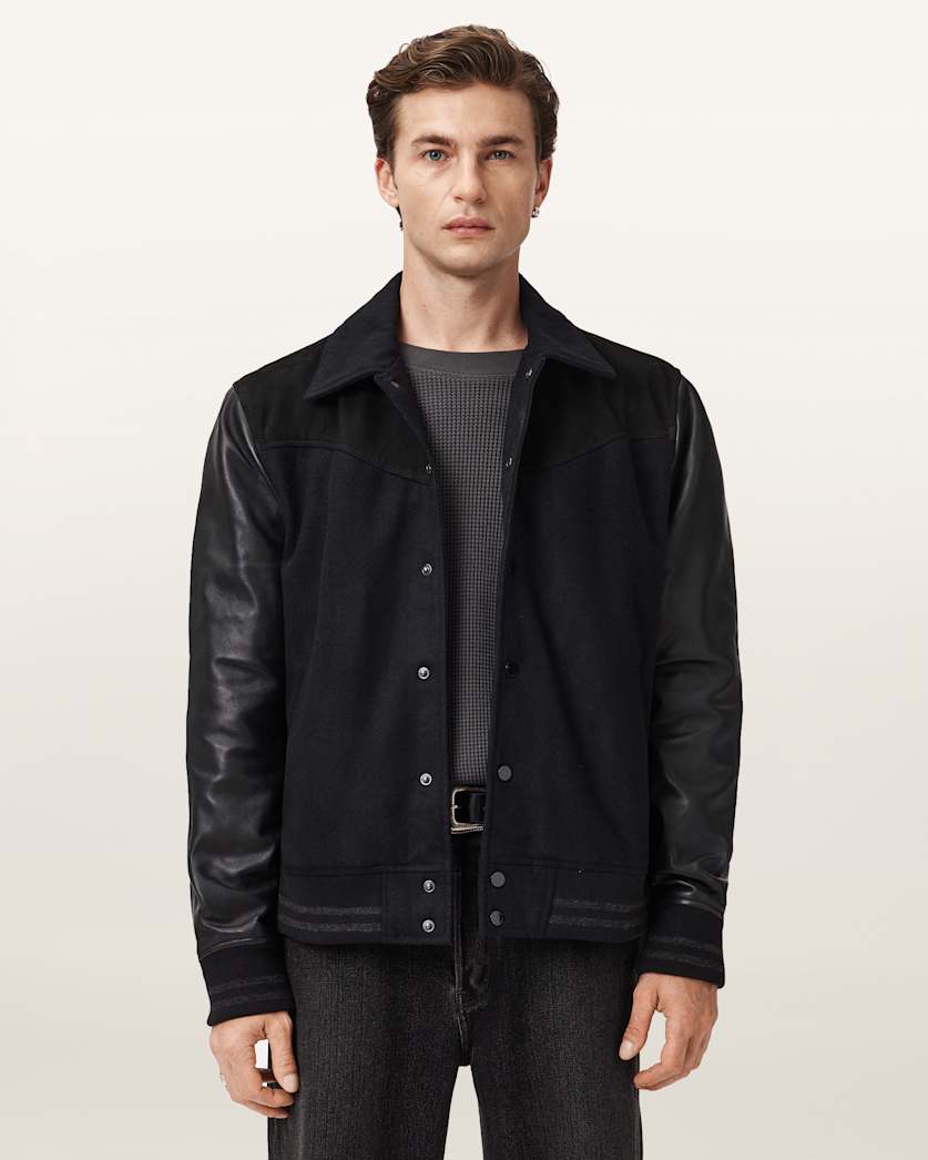 Endleton Contrast Leather Bomber Jacket