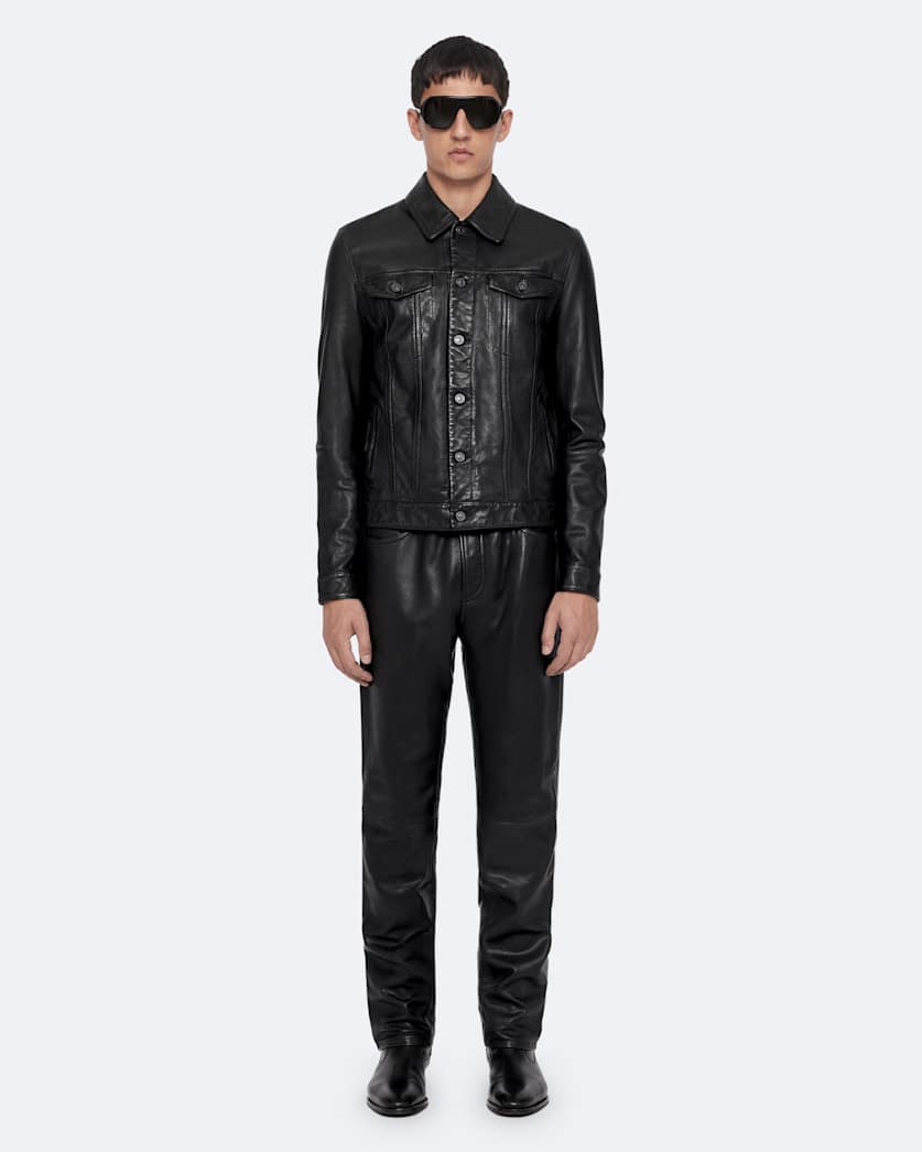 Leather trucker jacket