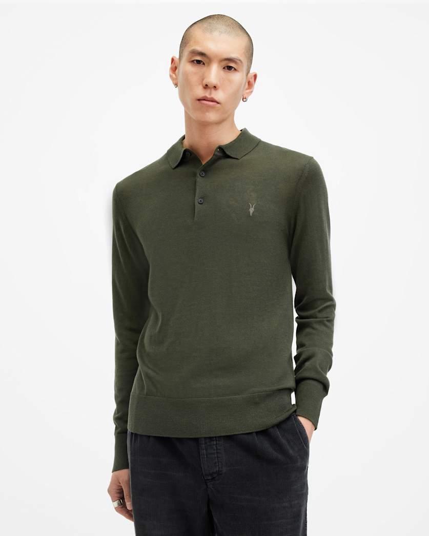 Mode Merino Long Sleeve Ramskull Polo Shirt