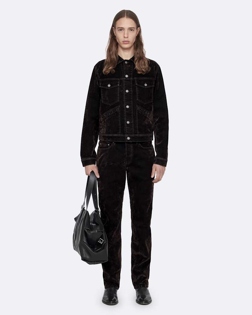 Flocked Denim Trucker Jacket