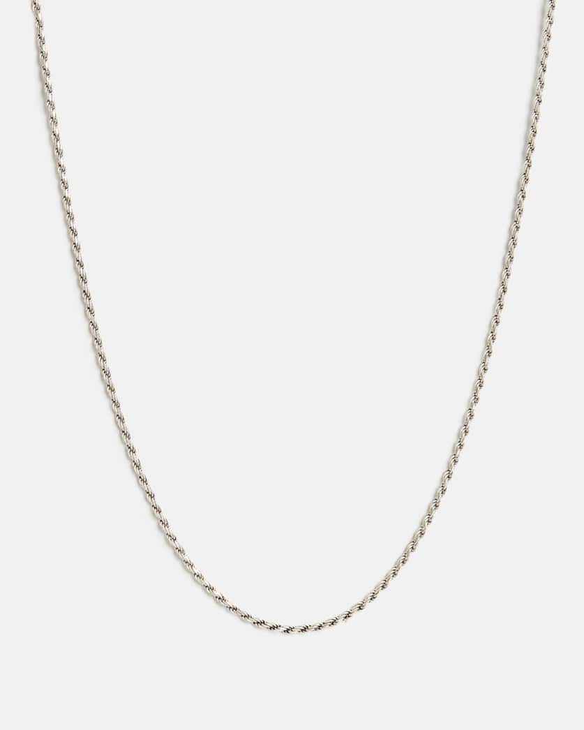 Rope Chain Sterling Silver Long Necklace
