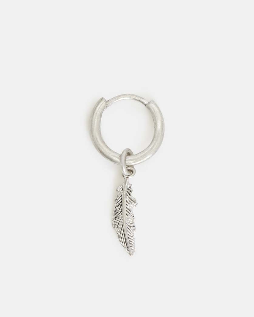 Feather Sterling Silver Hoop Earring