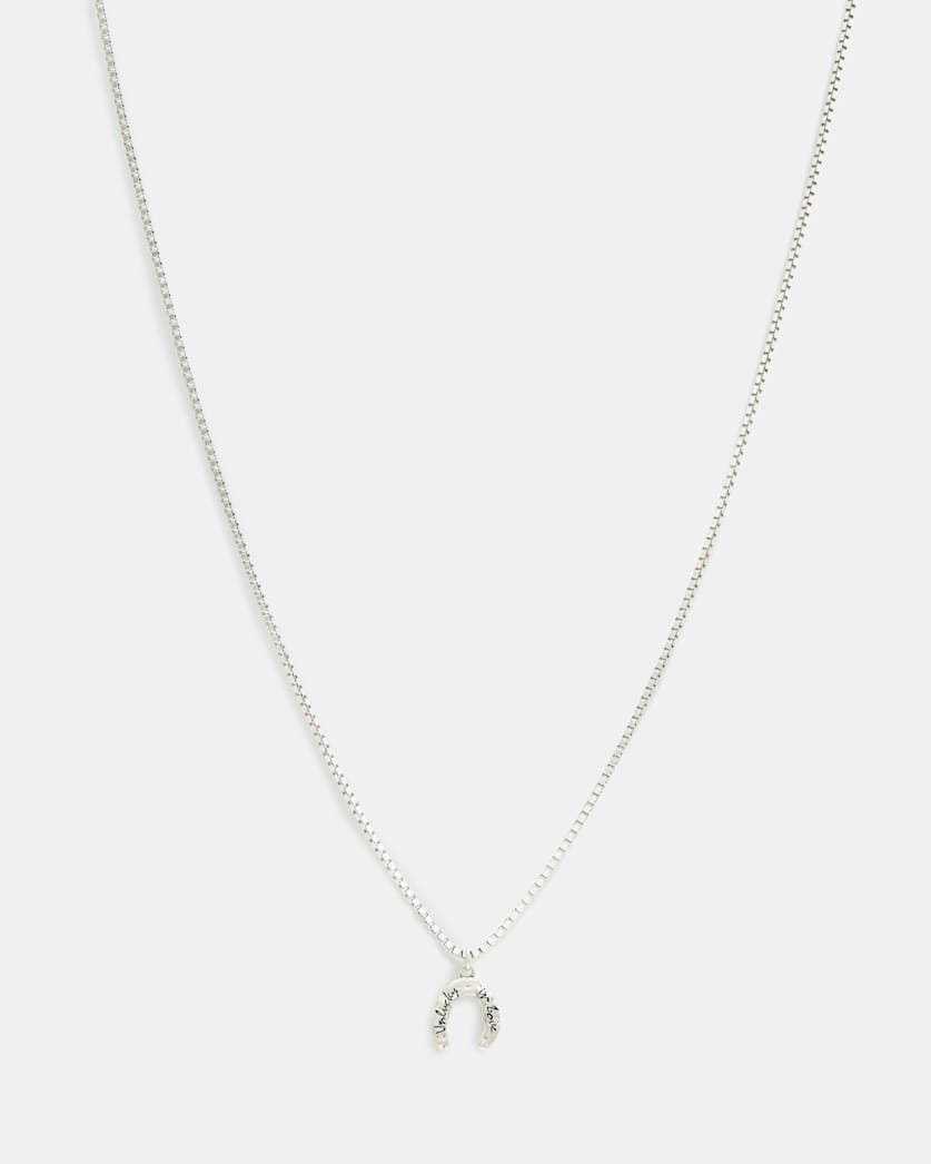 Horseshoe Pendant Box Chain Necklace