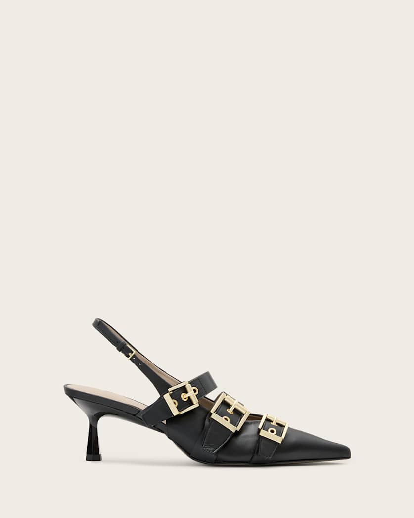 Vivian Leather Buckle Slingback Heels