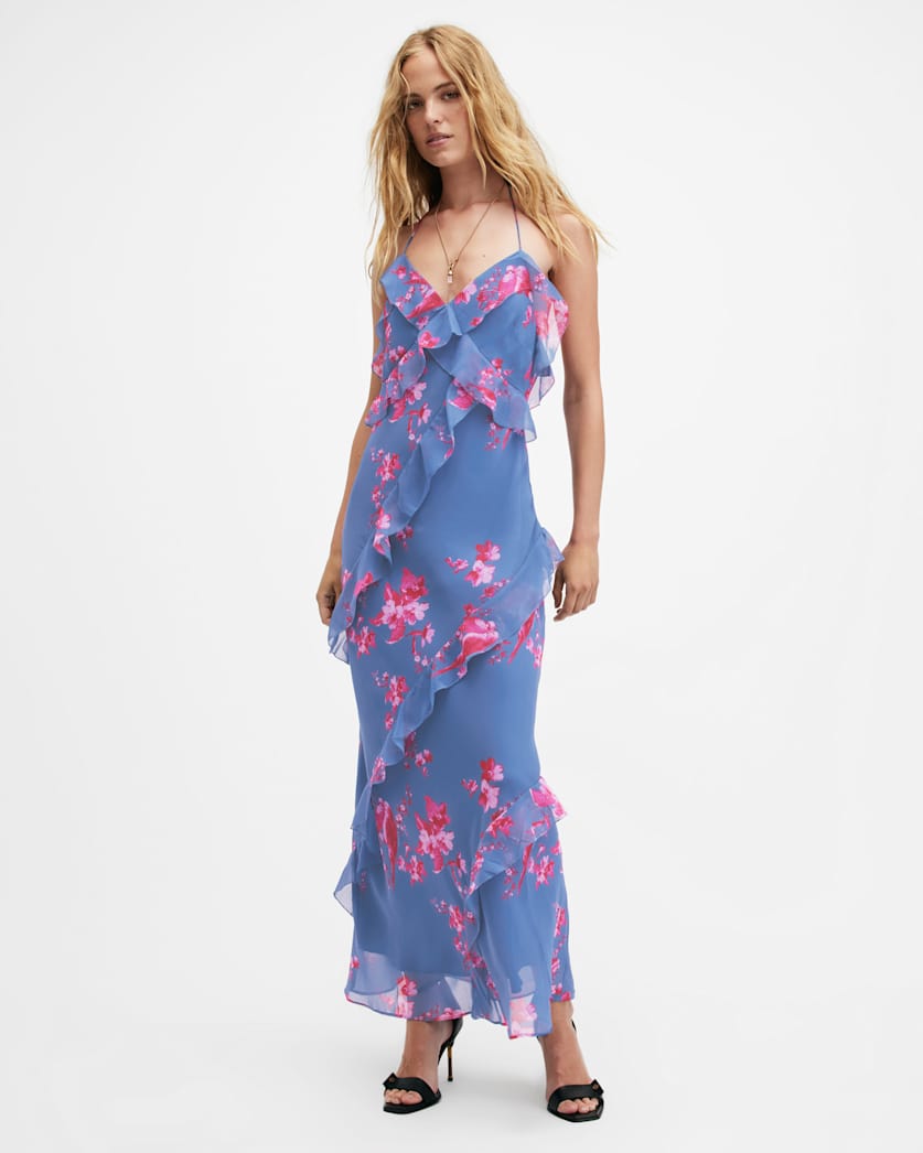 Marina Iona Floral Print Slim Fit Dress