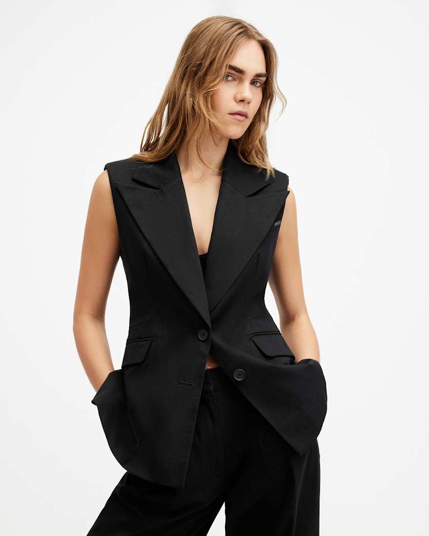 Hally Fitted Waist Sleeveless Blazer