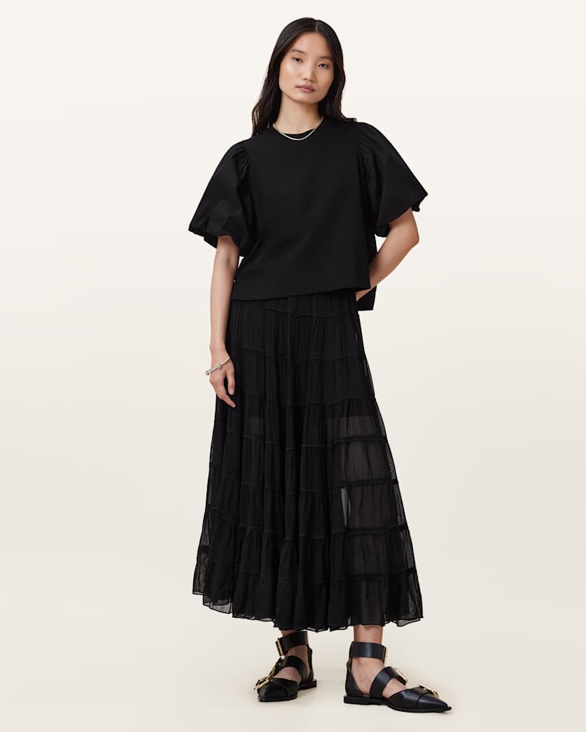 Eva Tiered Midi Skirt