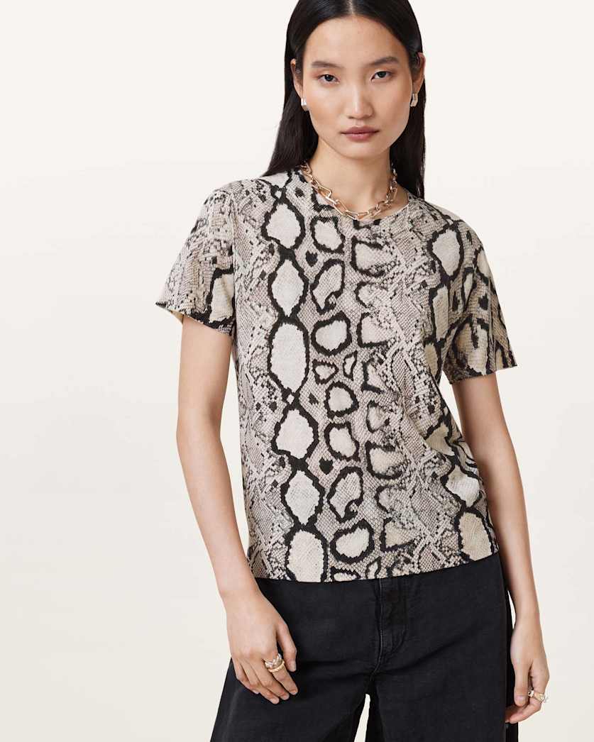 Anouk Snake Print Merino Wool T-Shirt