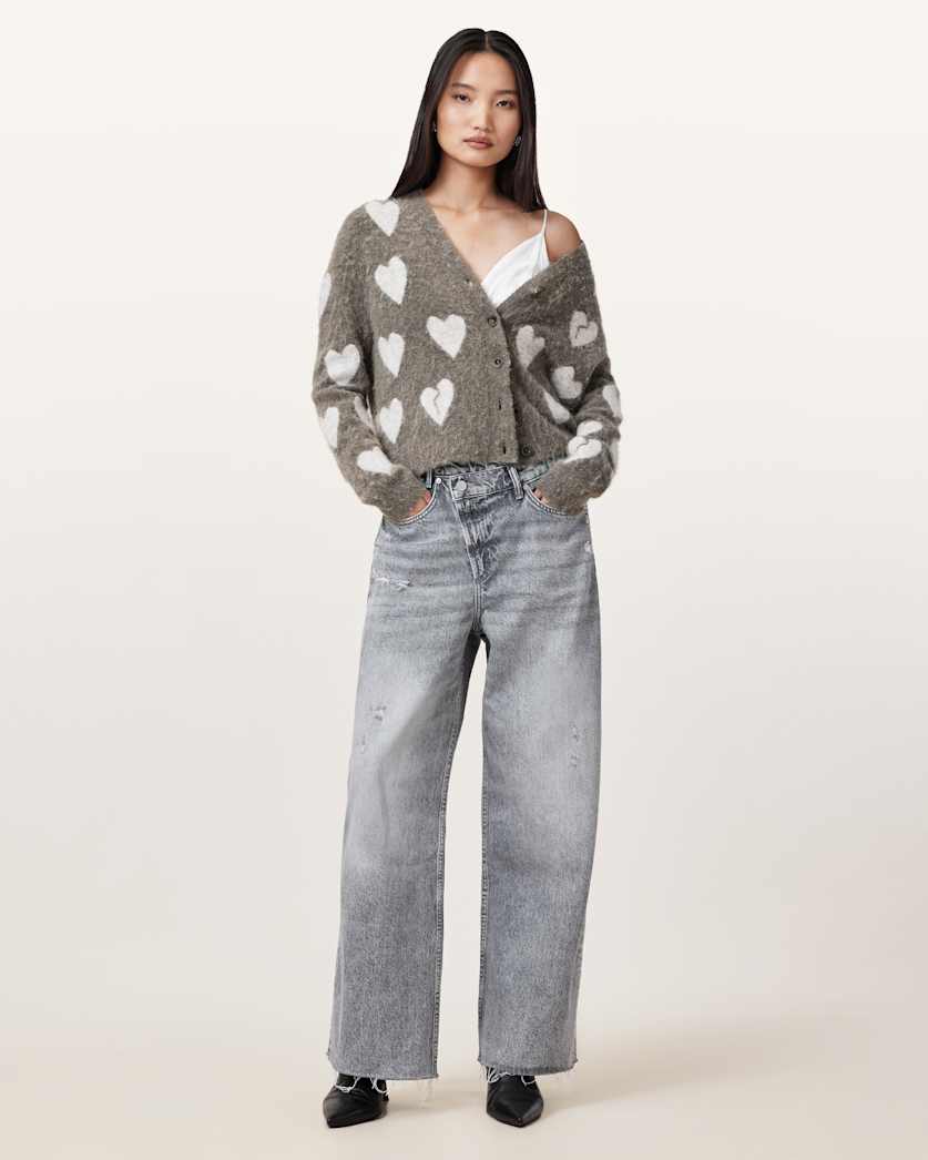 Aki Crossover Wide Leg Denim Jeans