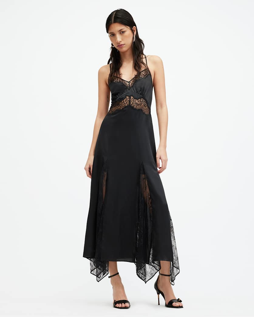Jasmine Silk Blend Lace Maxi Slip Dress
