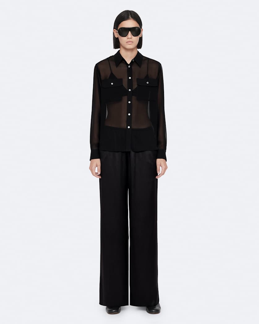 Crepe elasticated wide-leg trousers