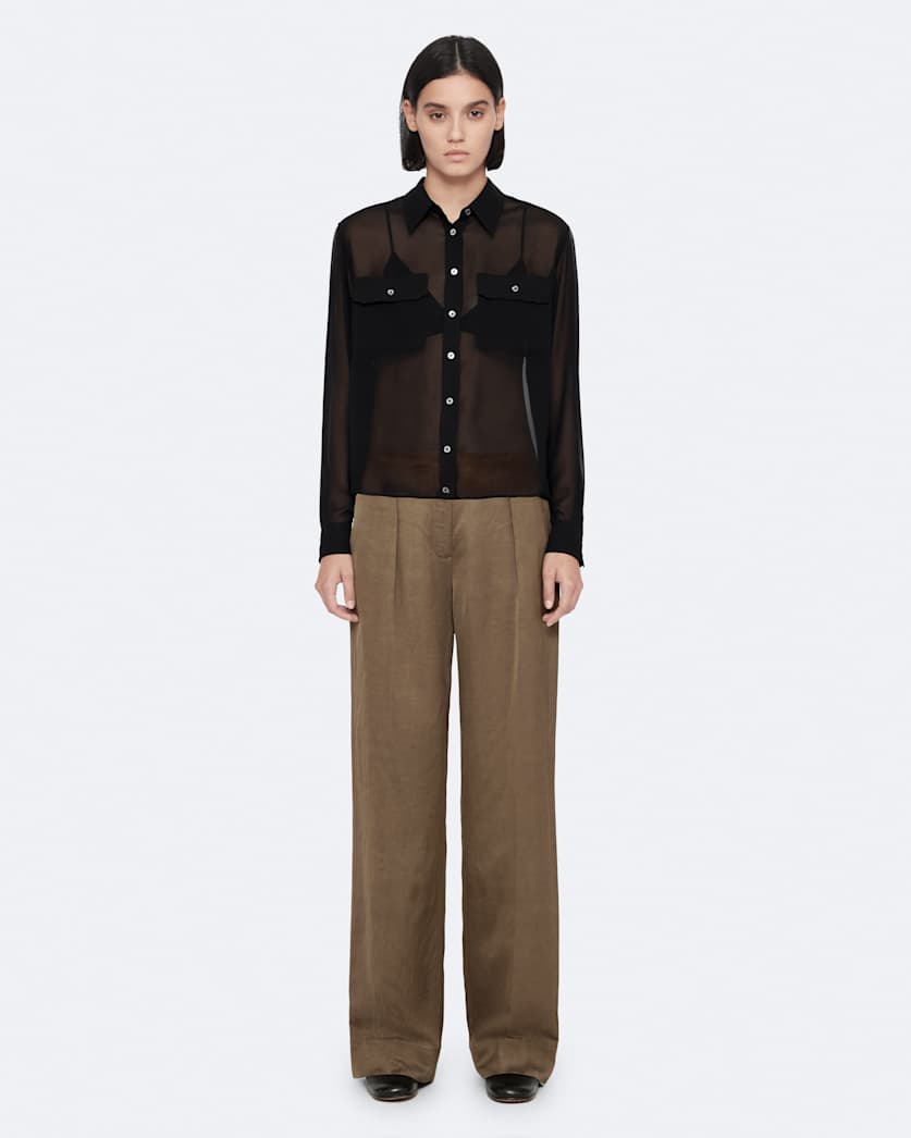 Relaxed pleated satin trousers