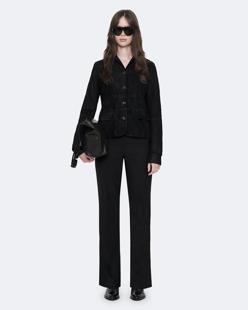 Surveya Single-Breasted Leather Jacket