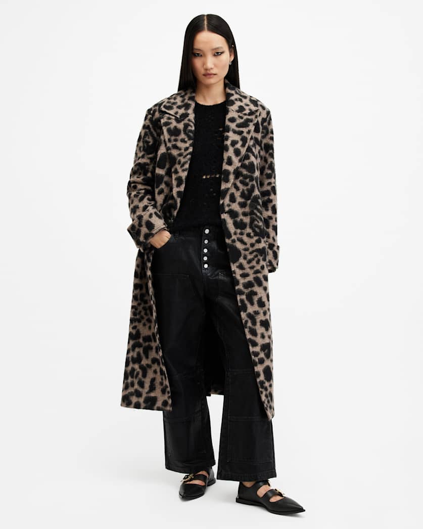 Mabel Leopard Print Oversized Coat