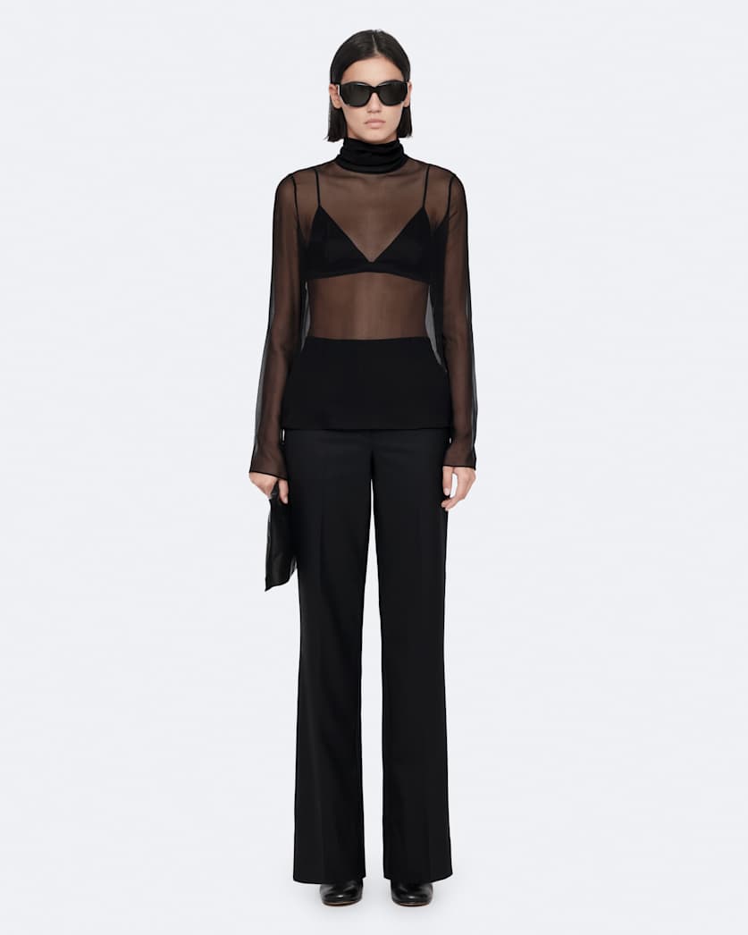 High-neck silk top