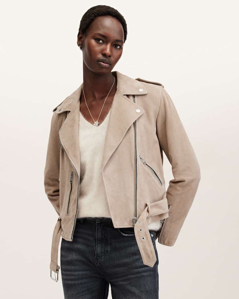Balfern Belted Suede Biker Jacket