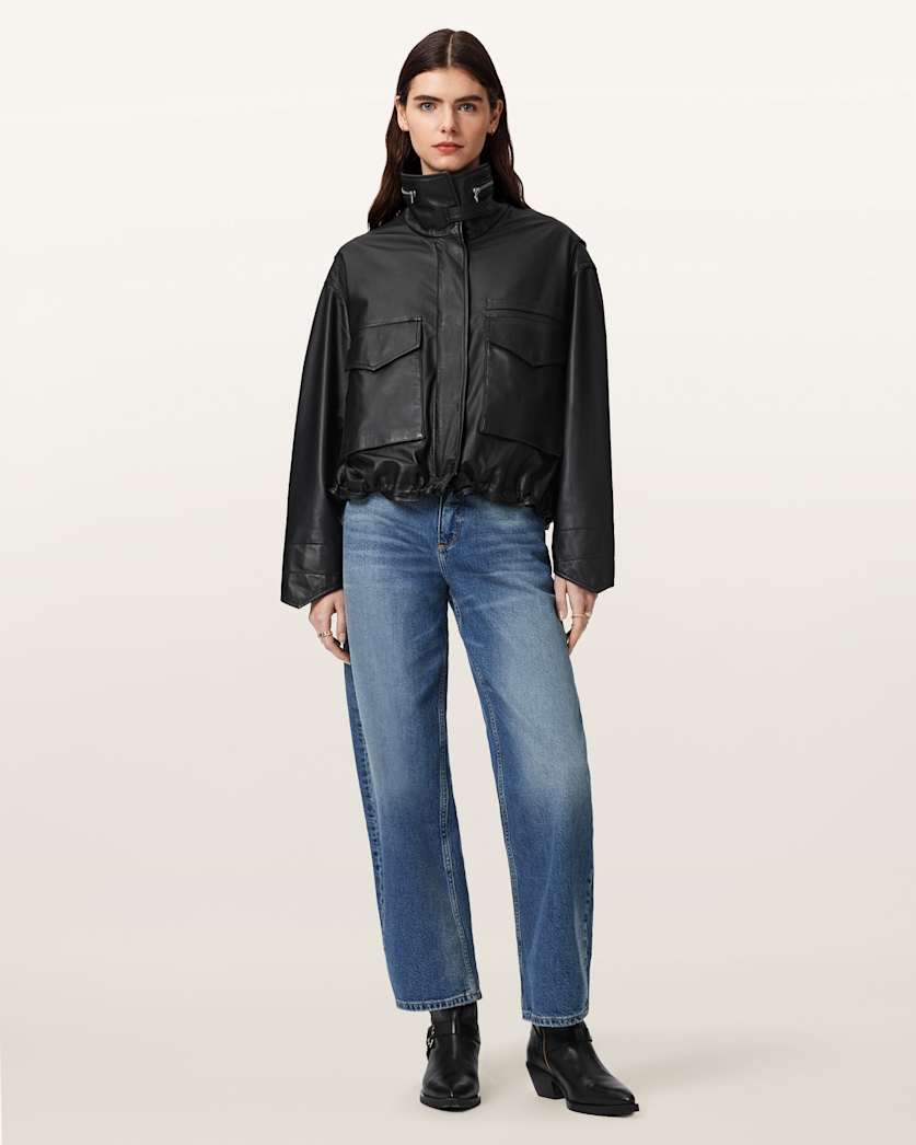 Clay Cropped Leather Jacket