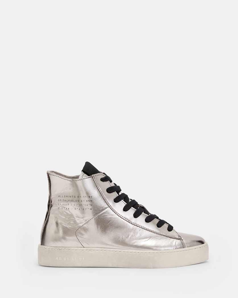 Tana Metallic Leather High Top Trainers
