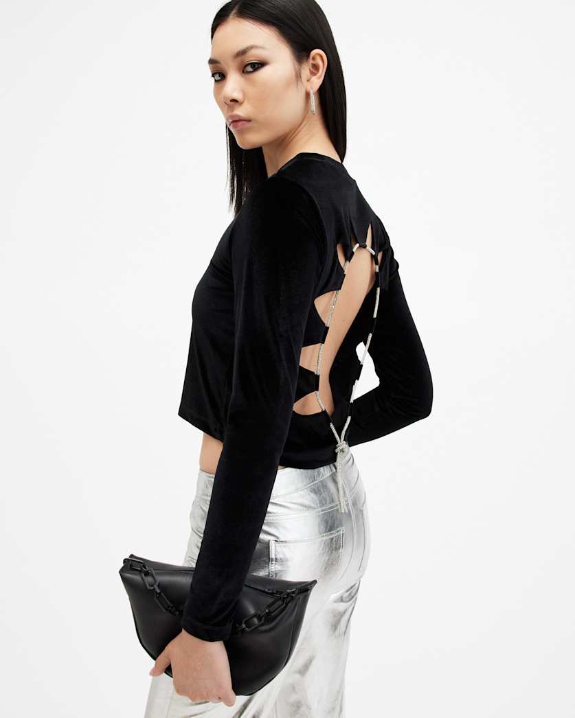 Regina Velvet Cut-Out Cropped Top