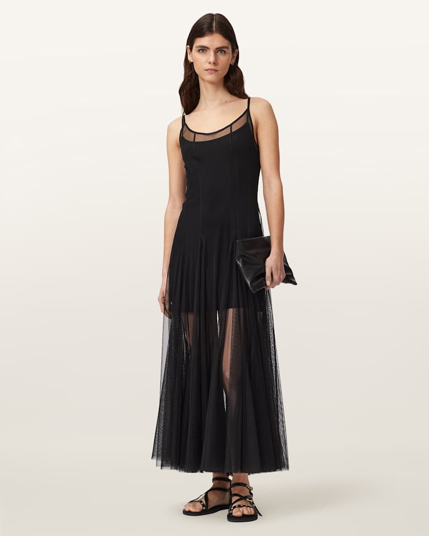Harmonia Slim Fit 2-in-1 Dress Black | ALLSAINTS US