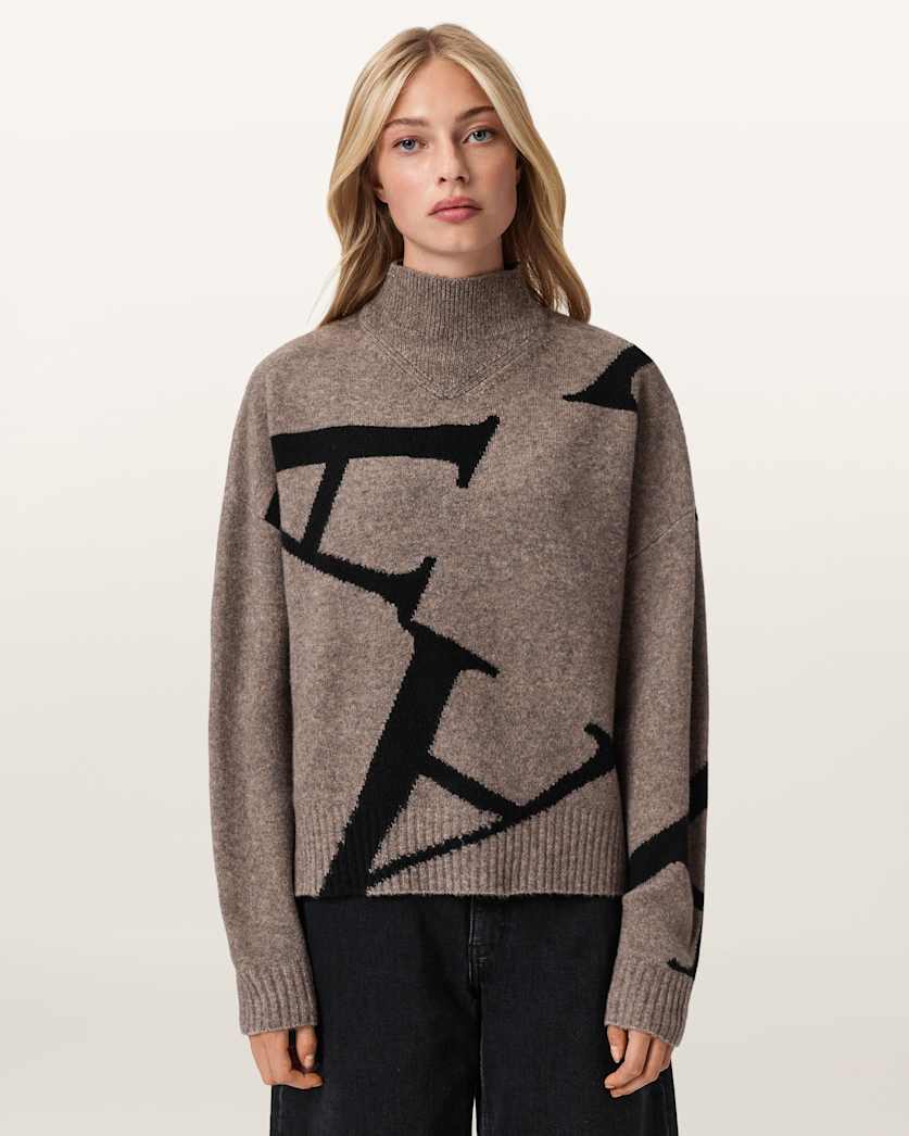 A Star High Neck Jacquard Jumper