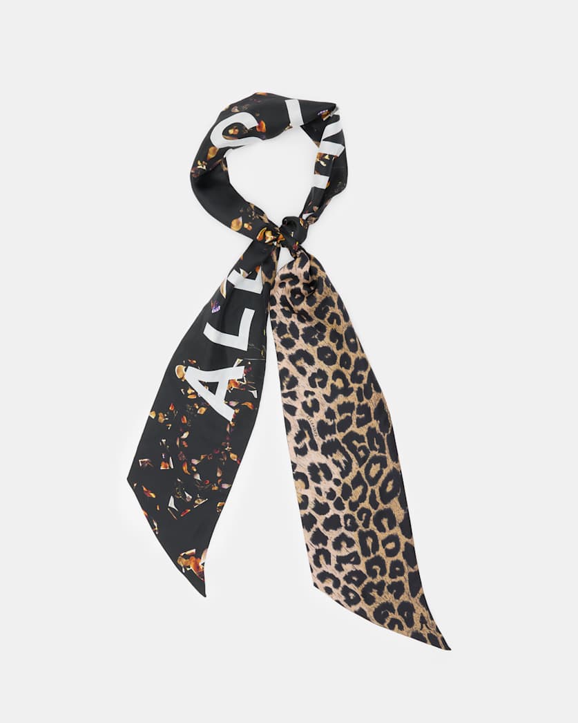 Kateri Silk Logo Printed Skinny Scarf