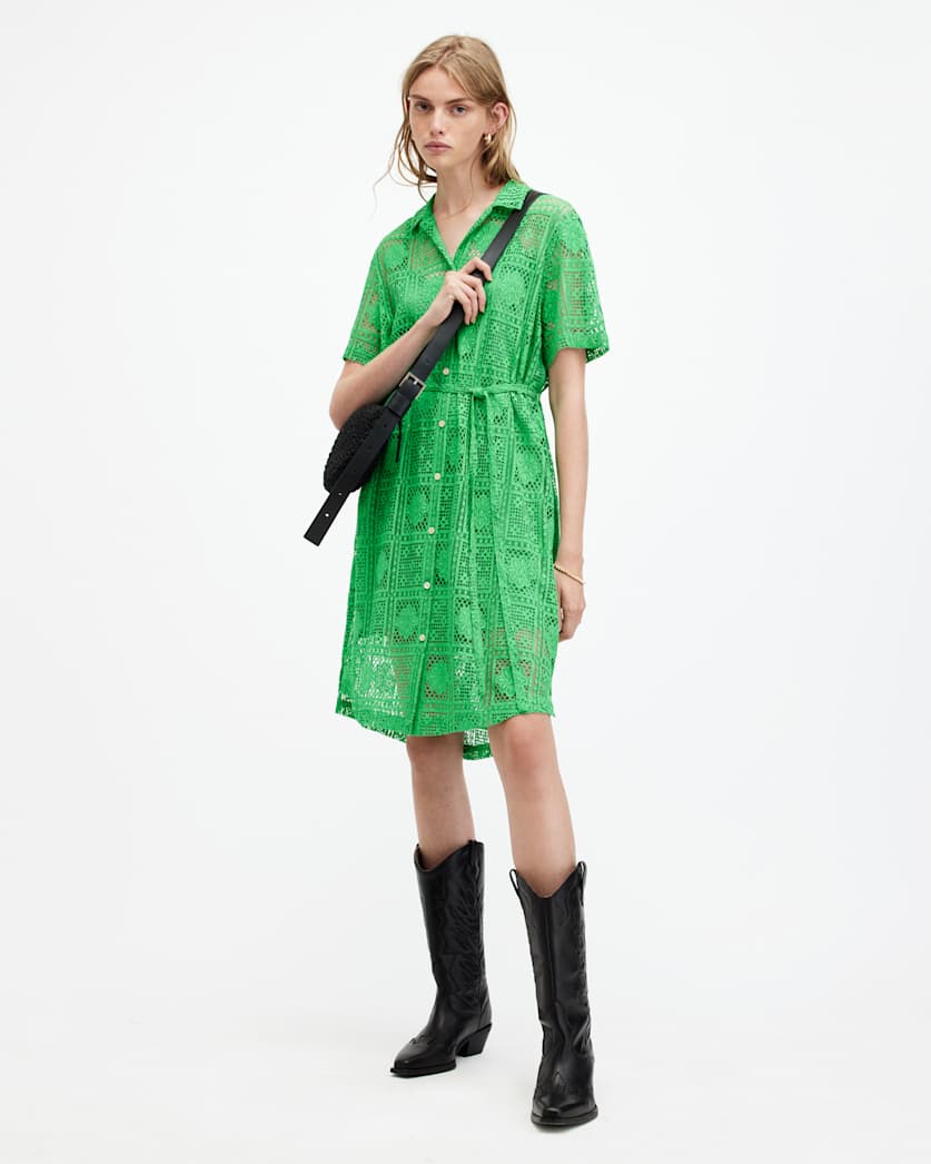 Athea Crochet Mini Shirt Dress