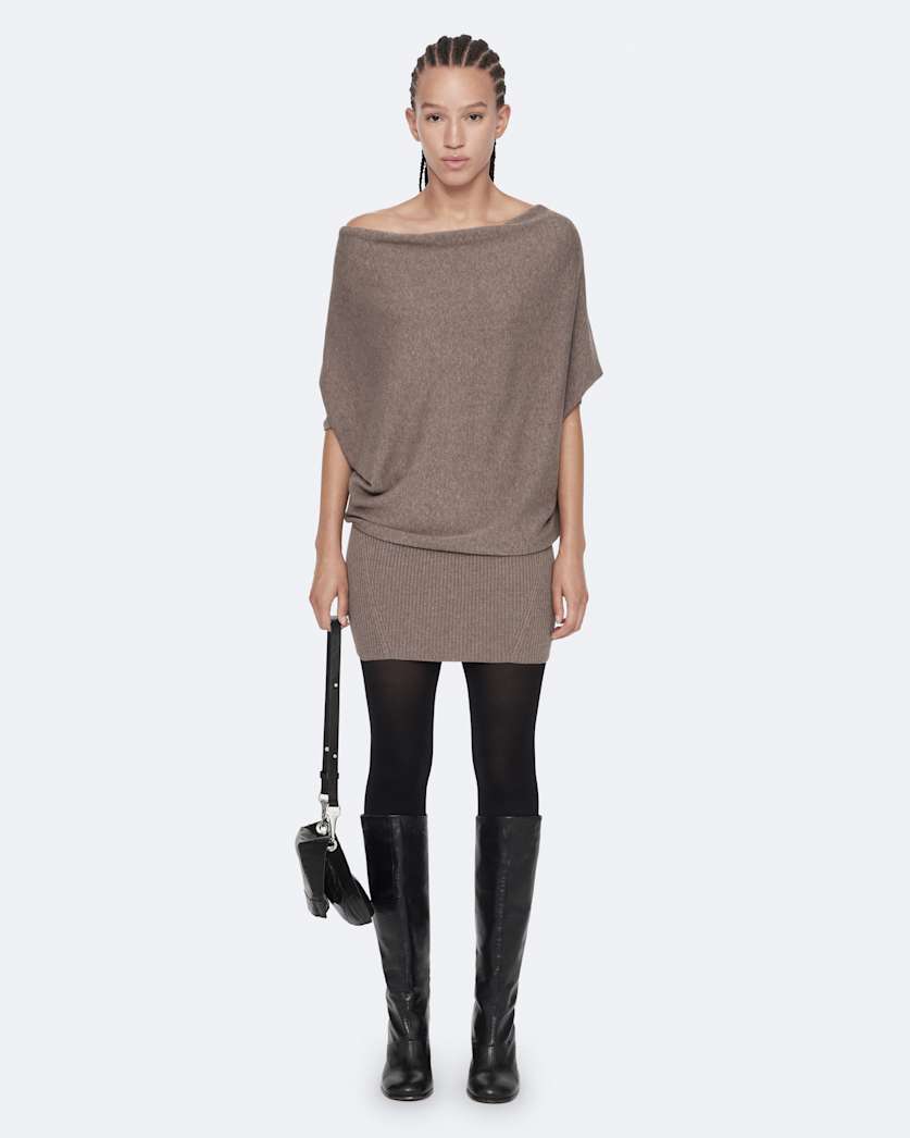 Ellie Asymmetric Knitted Cotton Mini Dress