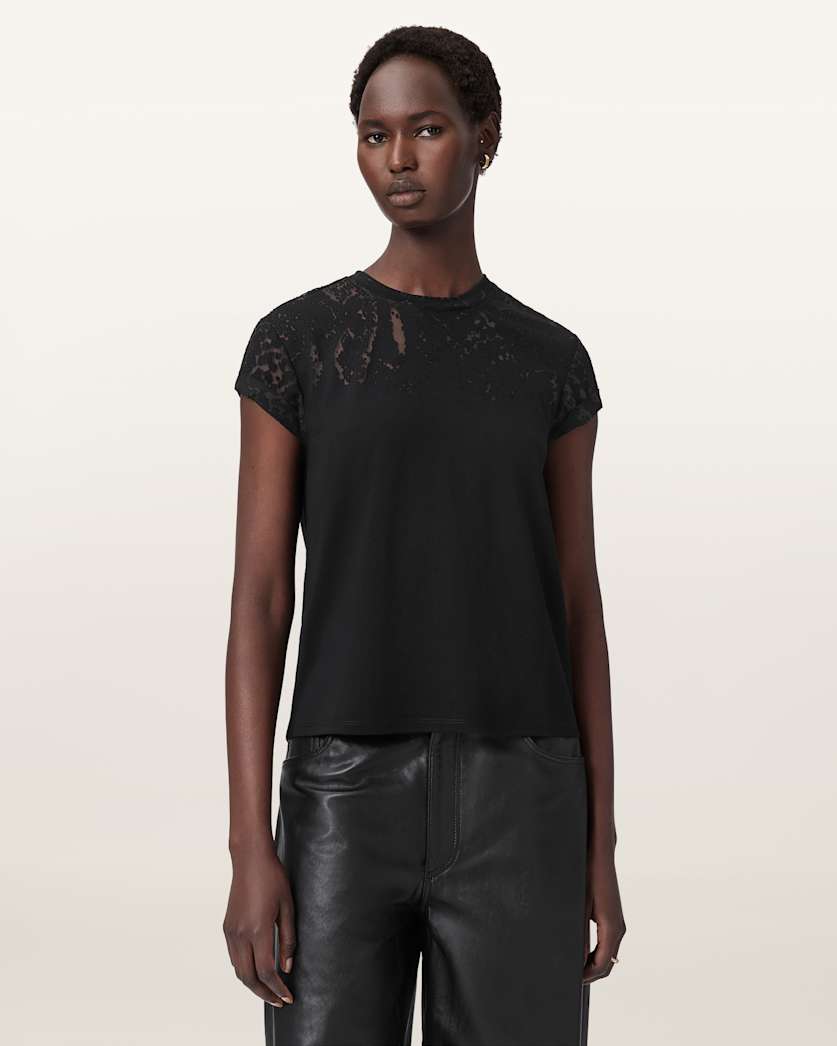 Anna Snake Print Devore T-Shirt