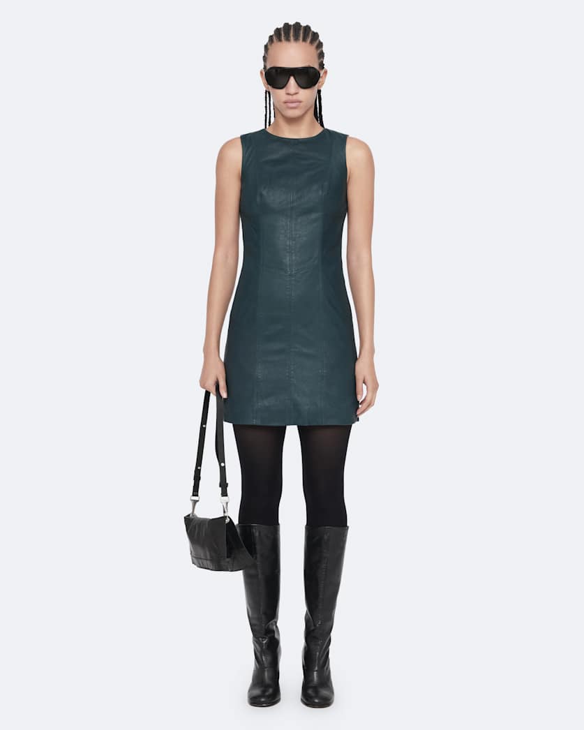 Vee Leather Dress