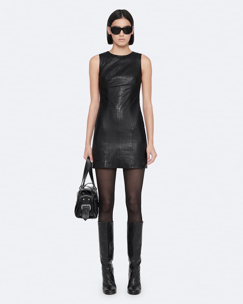 Leather mini dress