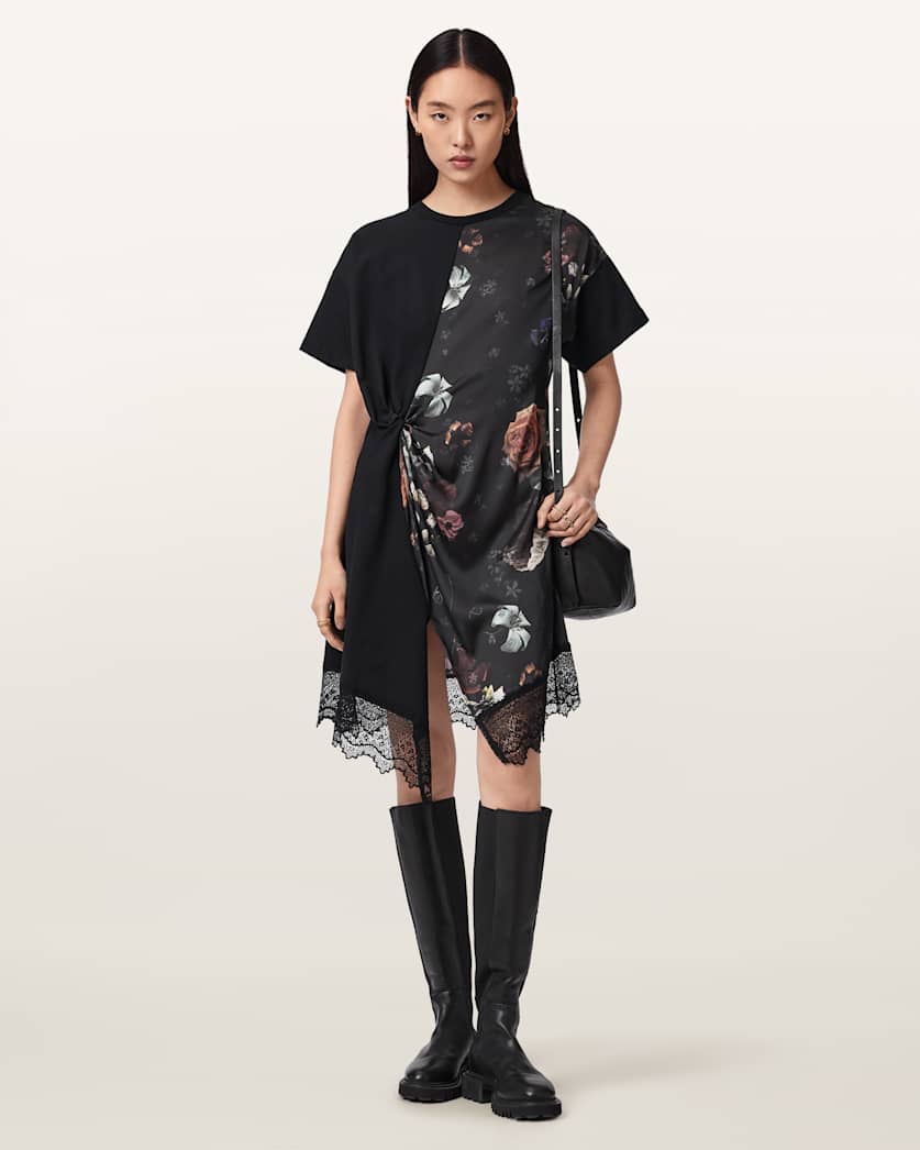 Lana Lace Floral Mini Dress HAZE BLACK | ALLSAINTS US