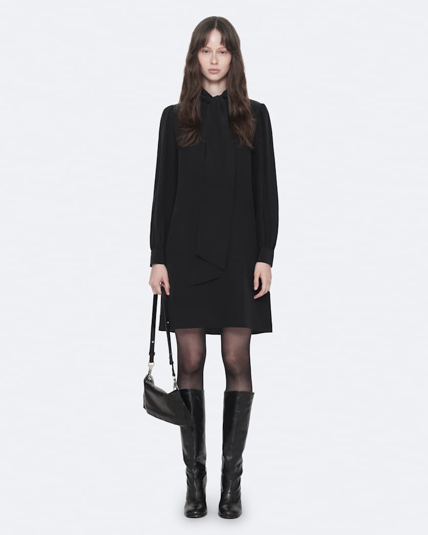 Jamie Long-Sleeve Silk Midi Dress