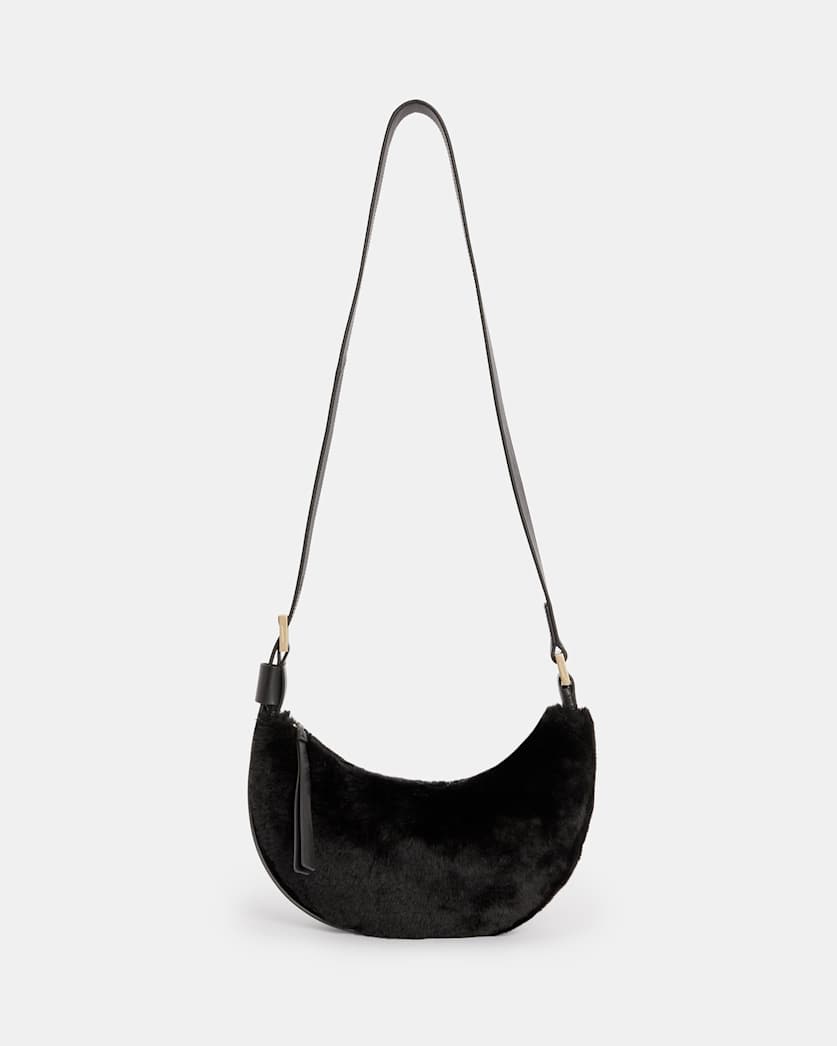 Half Moon Shearling Crossbody Bag