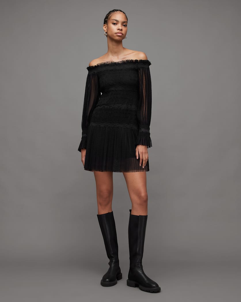 Layla Off-The-Shoulder Shirred Mini Dress