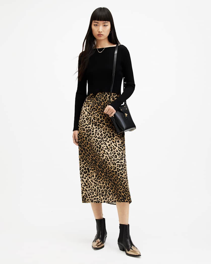 Hera Leopard Print 2-In-1 Midi Dress