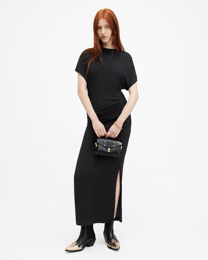 Natalie Slim Fit Gathered Midi Dress