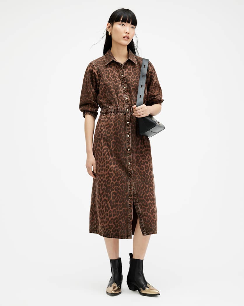 Osa Leopard Print Denim Dress