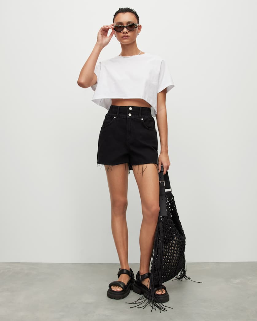 Hailey High-Rise Denim Raw Hem Shorts
