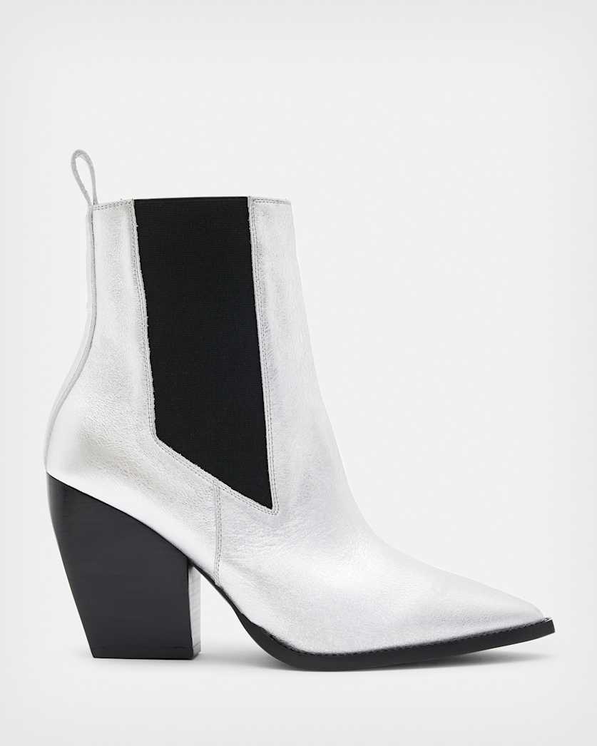 Ria Metallic Leather Heeled Boots