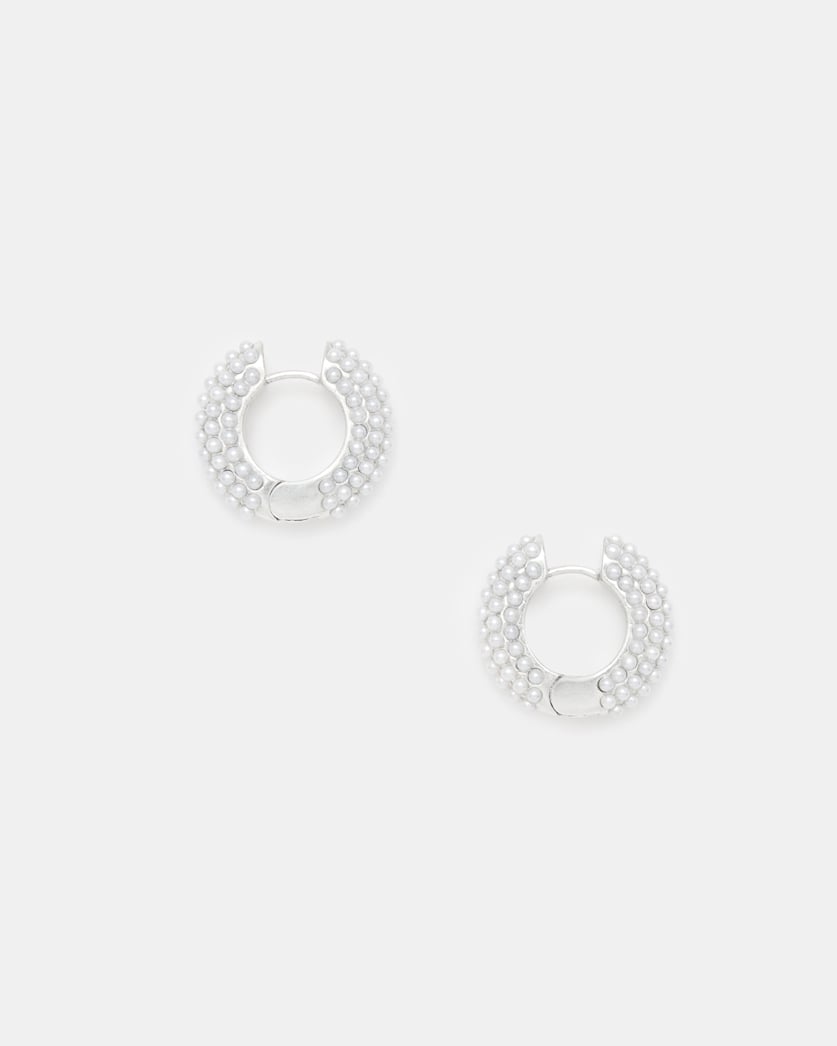 Pearl Chunky Beaded Hoop Earrings